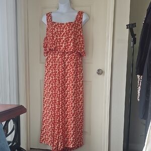 Elegant Red Floral Jumpsuit